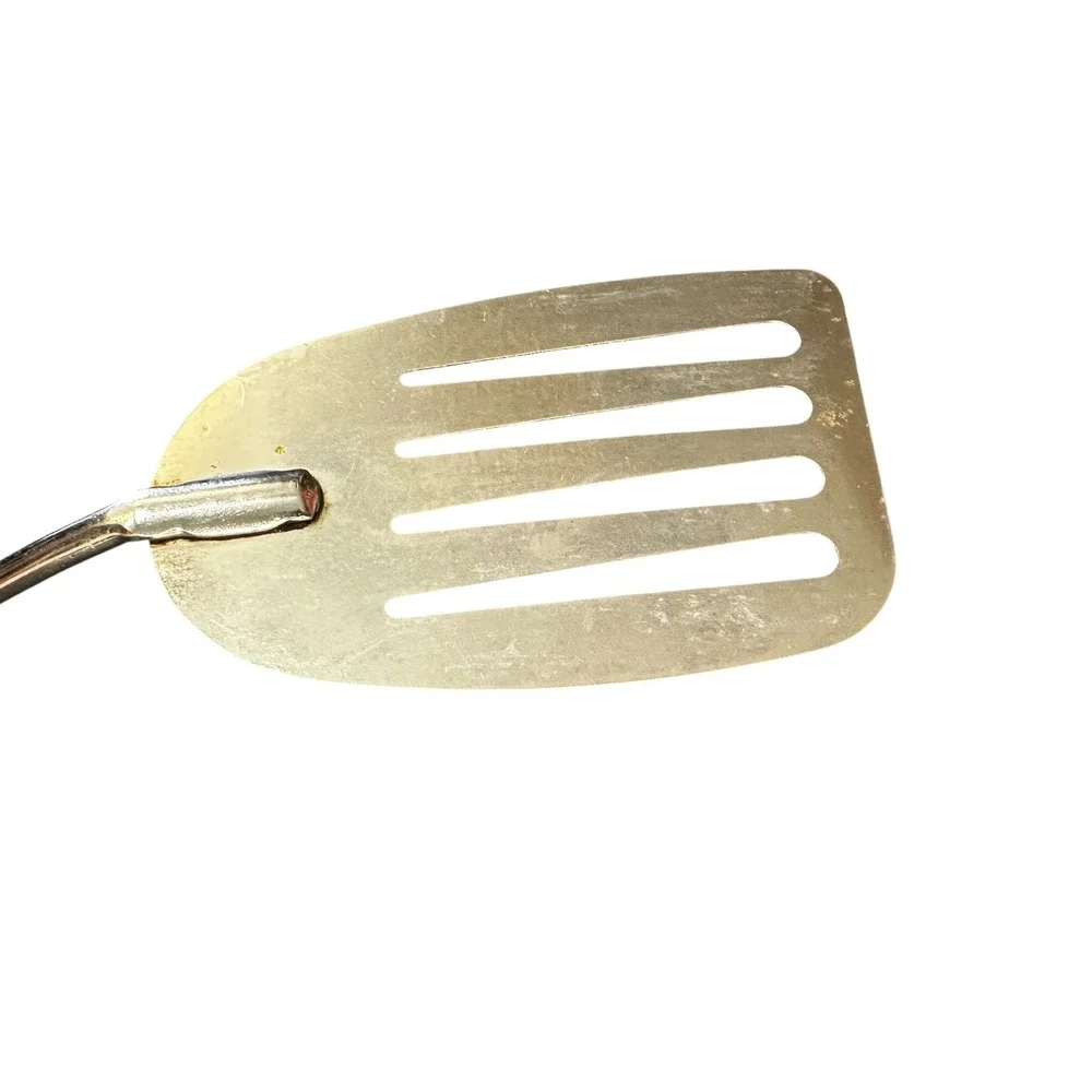VTG EKCO Slotted Spatula Chromium Plated Black Handle Made in USA 13 Inch Turner
